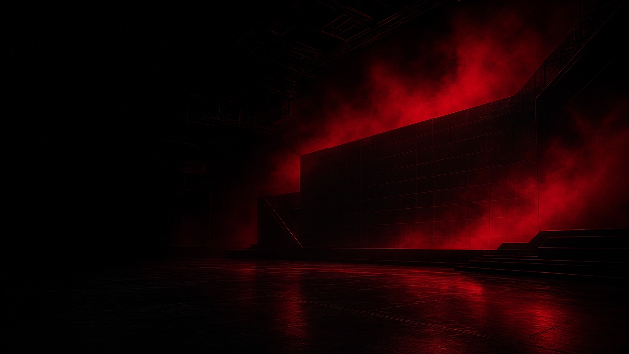 Empty dark arena LED wall with crimson haze — cover for ZarkiTech's gaming platforms article